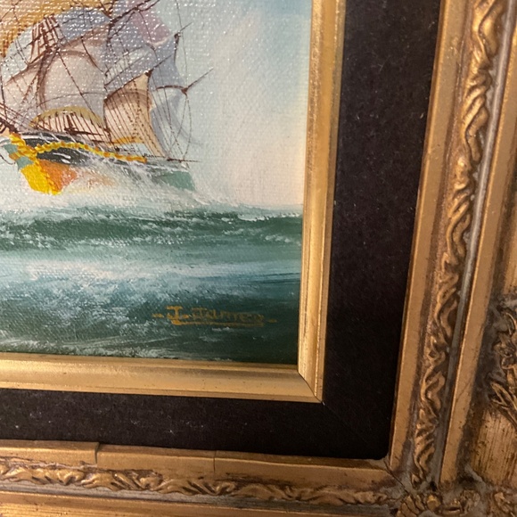 SIGNED J JAMES CLIPPER SHIP OIL ON CANVAS FRAMED - Picture 3 of 8